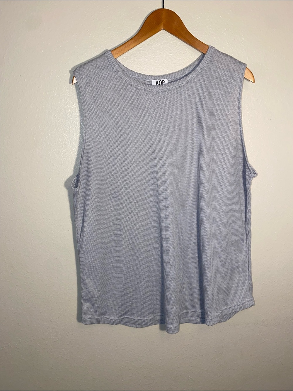 AOP Gray Waffle Knit Sleeveless Tank Top - Size 2X